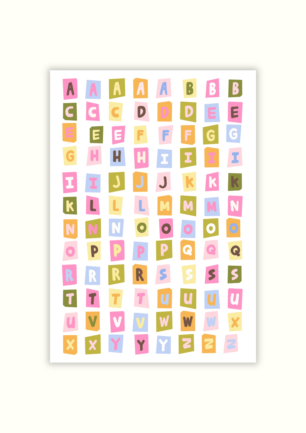 Stickervel A5 - letters
